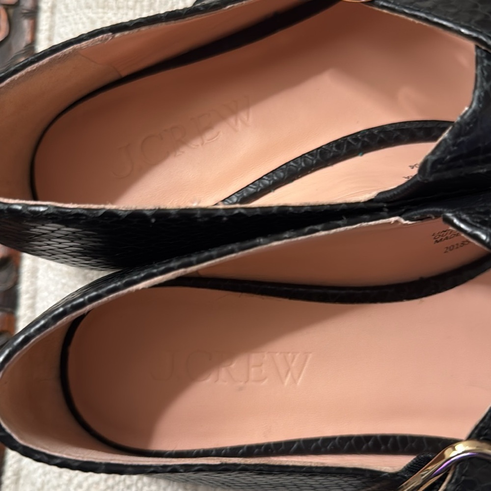 J. Crew Logan Mary Jane ballet flats in black snake-embossed Italian leather - Picture 7 of 10